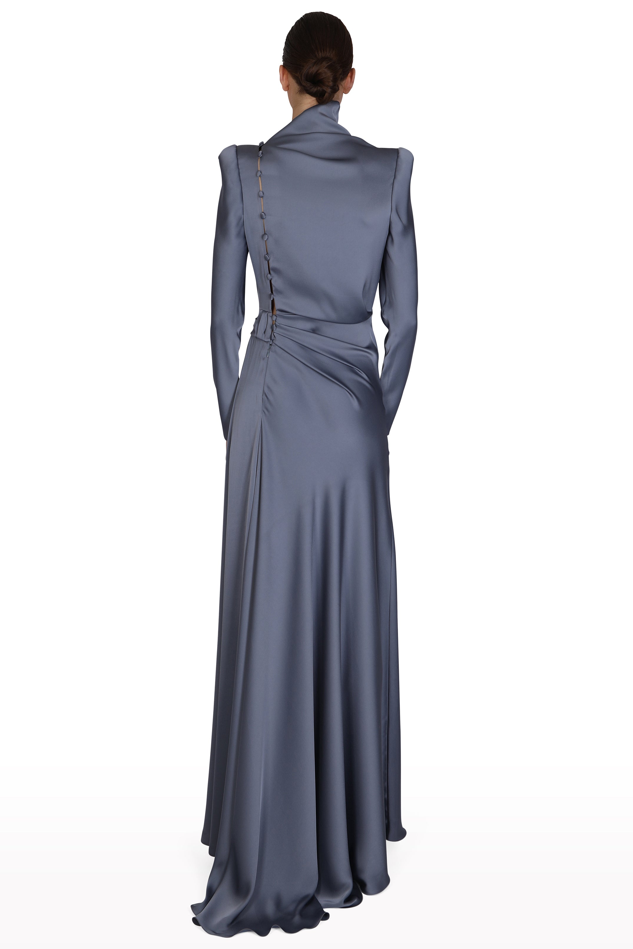 High-Neck Satin Gown