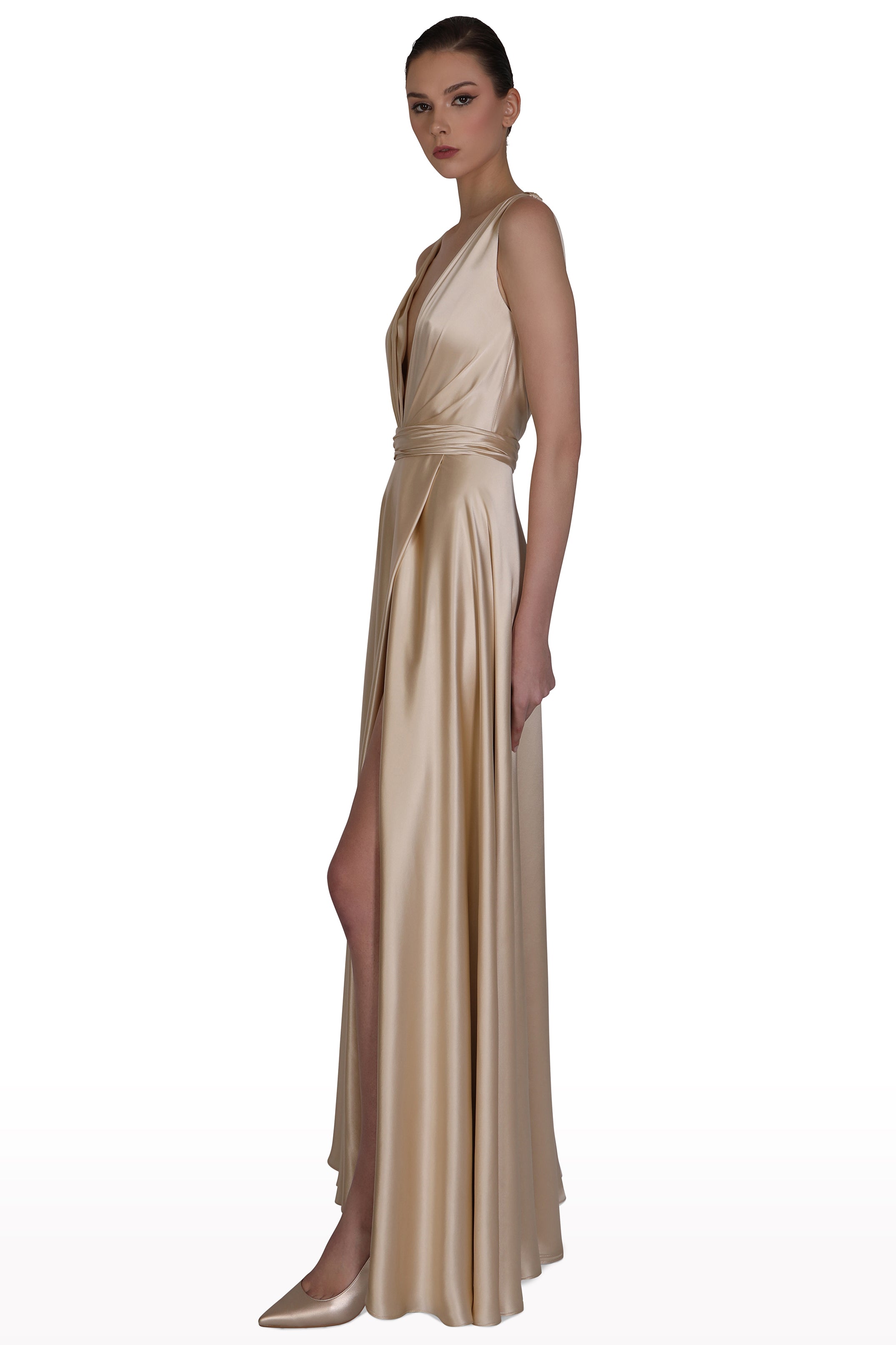 Pleated Silk Gown