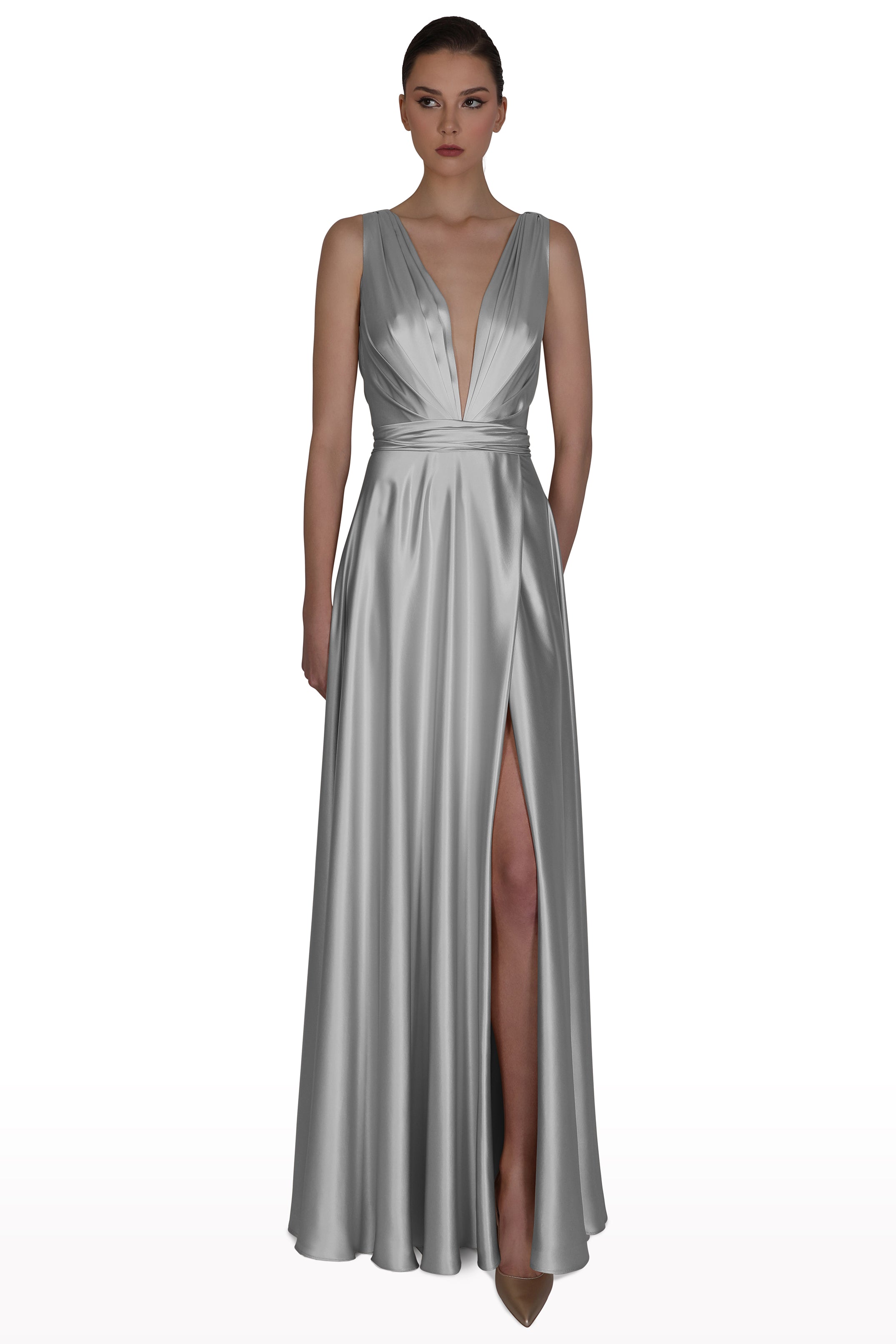 Pleated Silk Gown