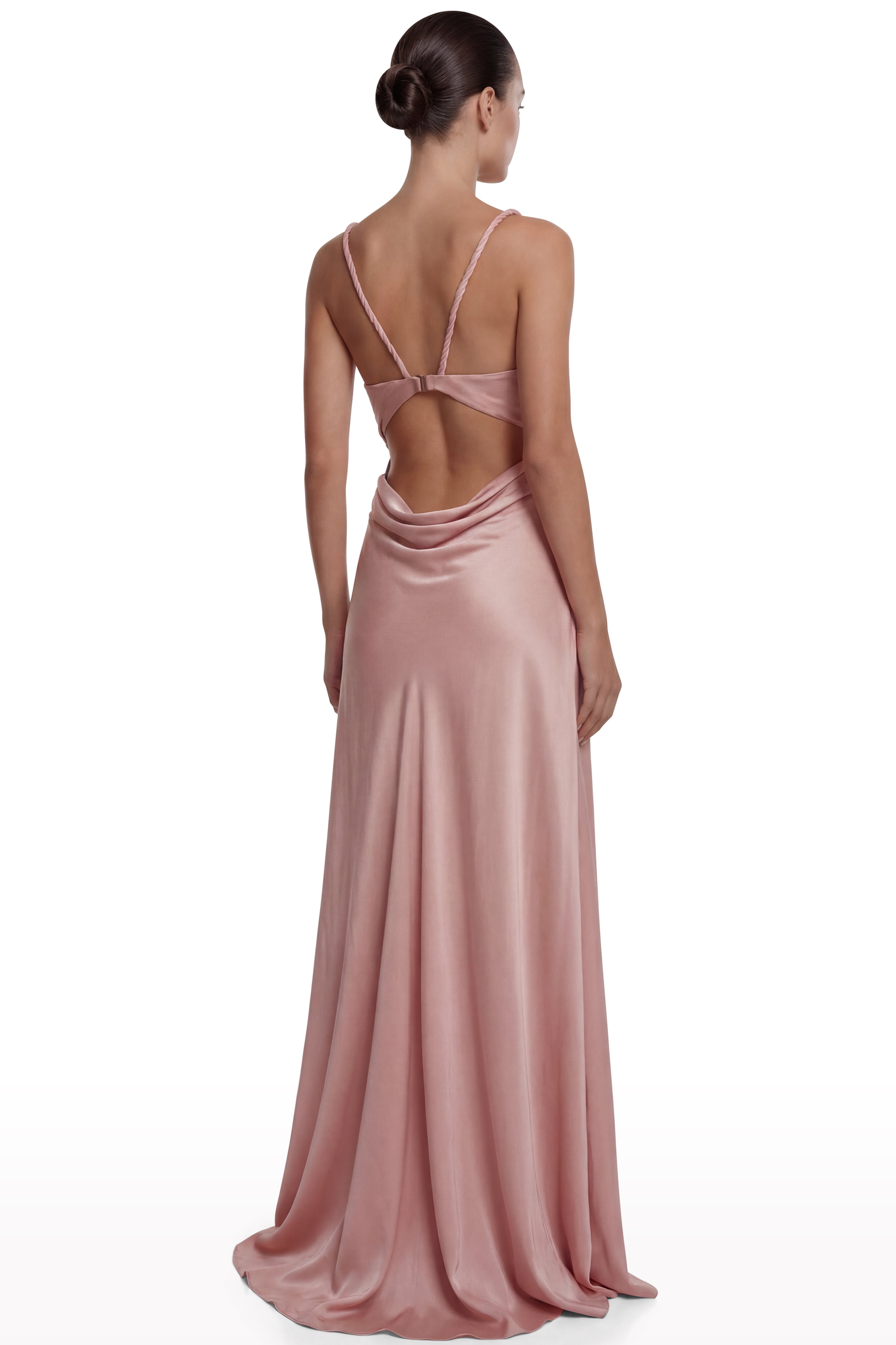 Draped Cut-Out Dress with Double Slit