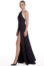 Halter Dress with Pearl Detail