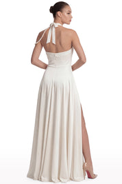 Halter Dress with Pearl Detail