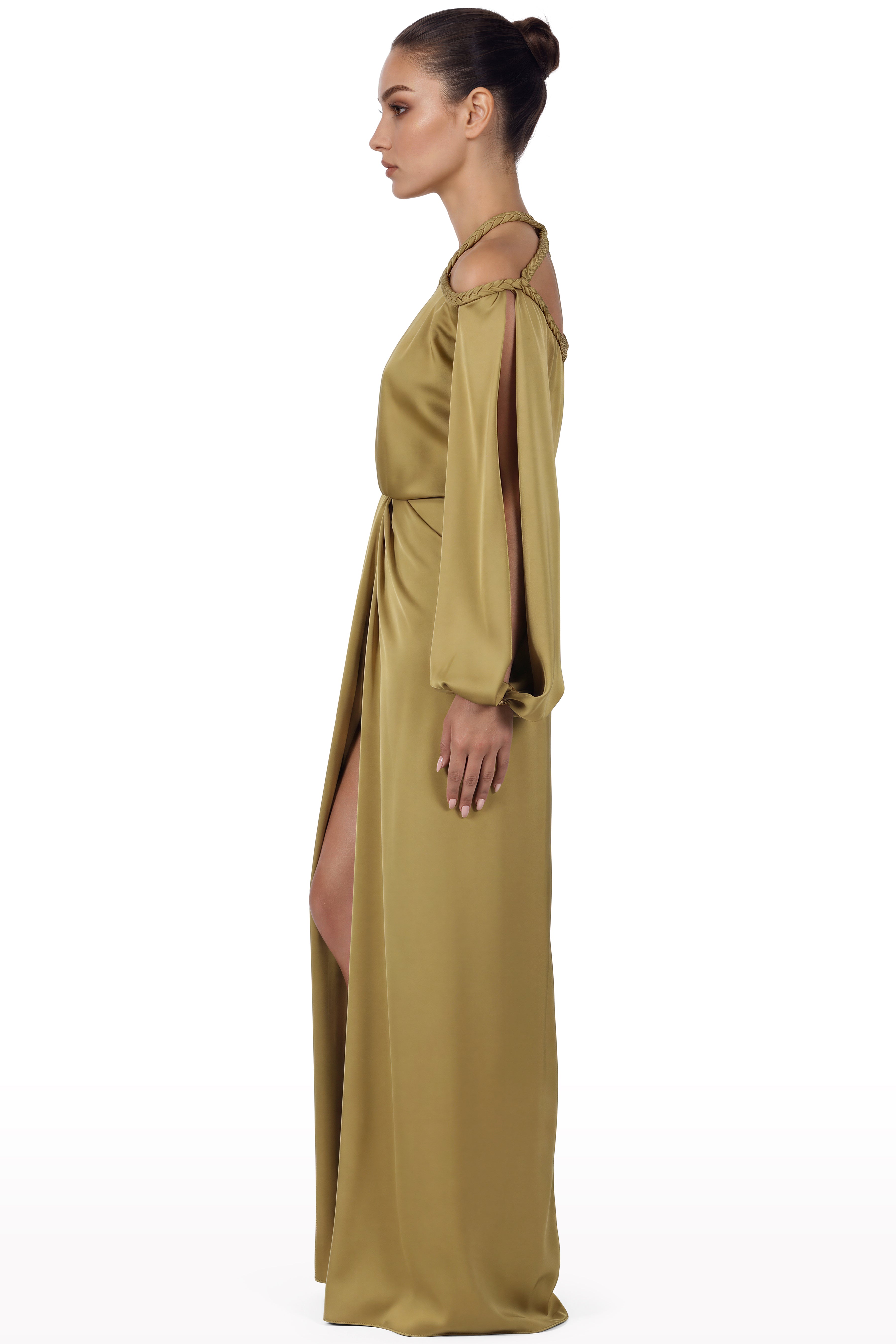 Braided Halter Draped Dress