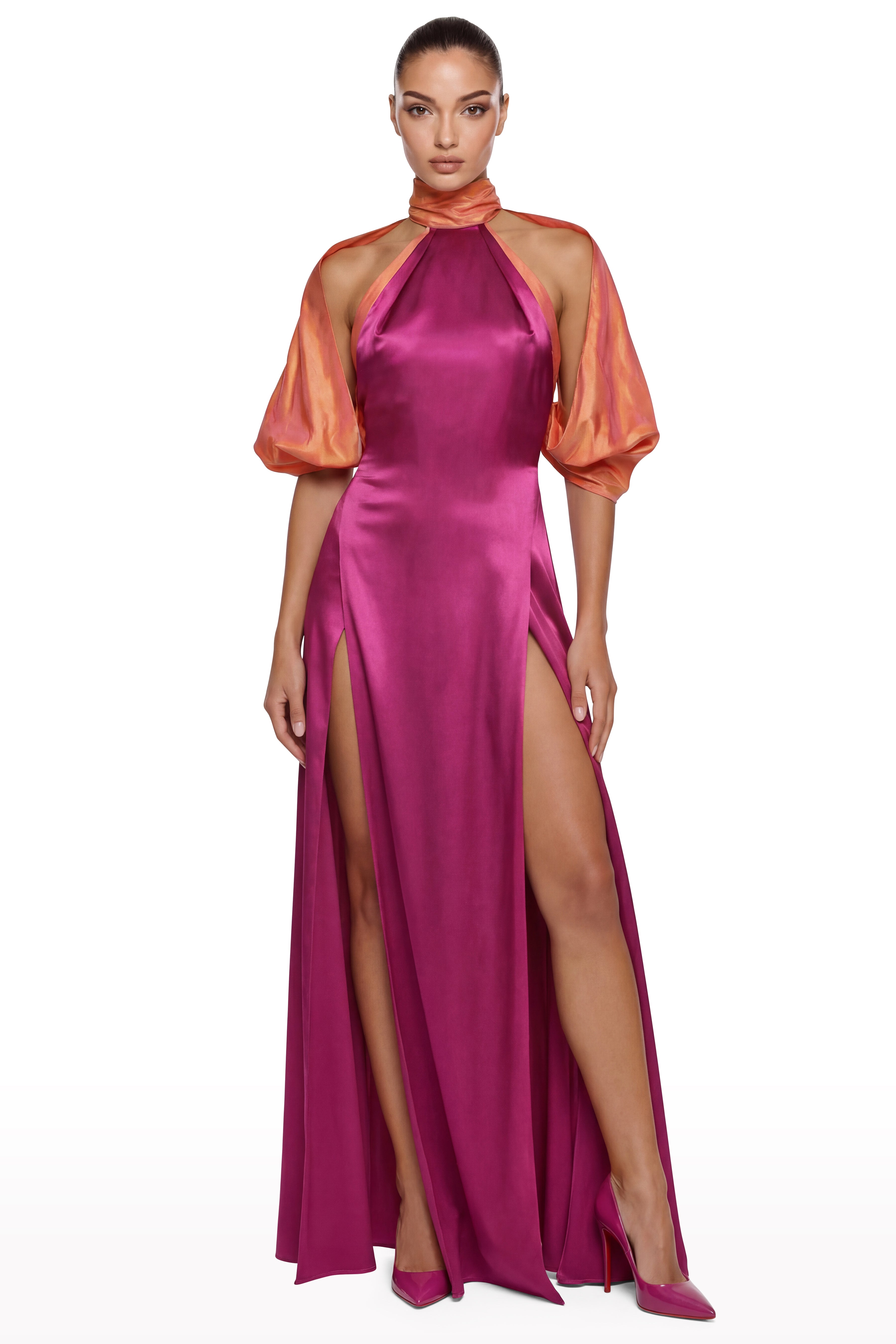 Bow Satin Halter Dress