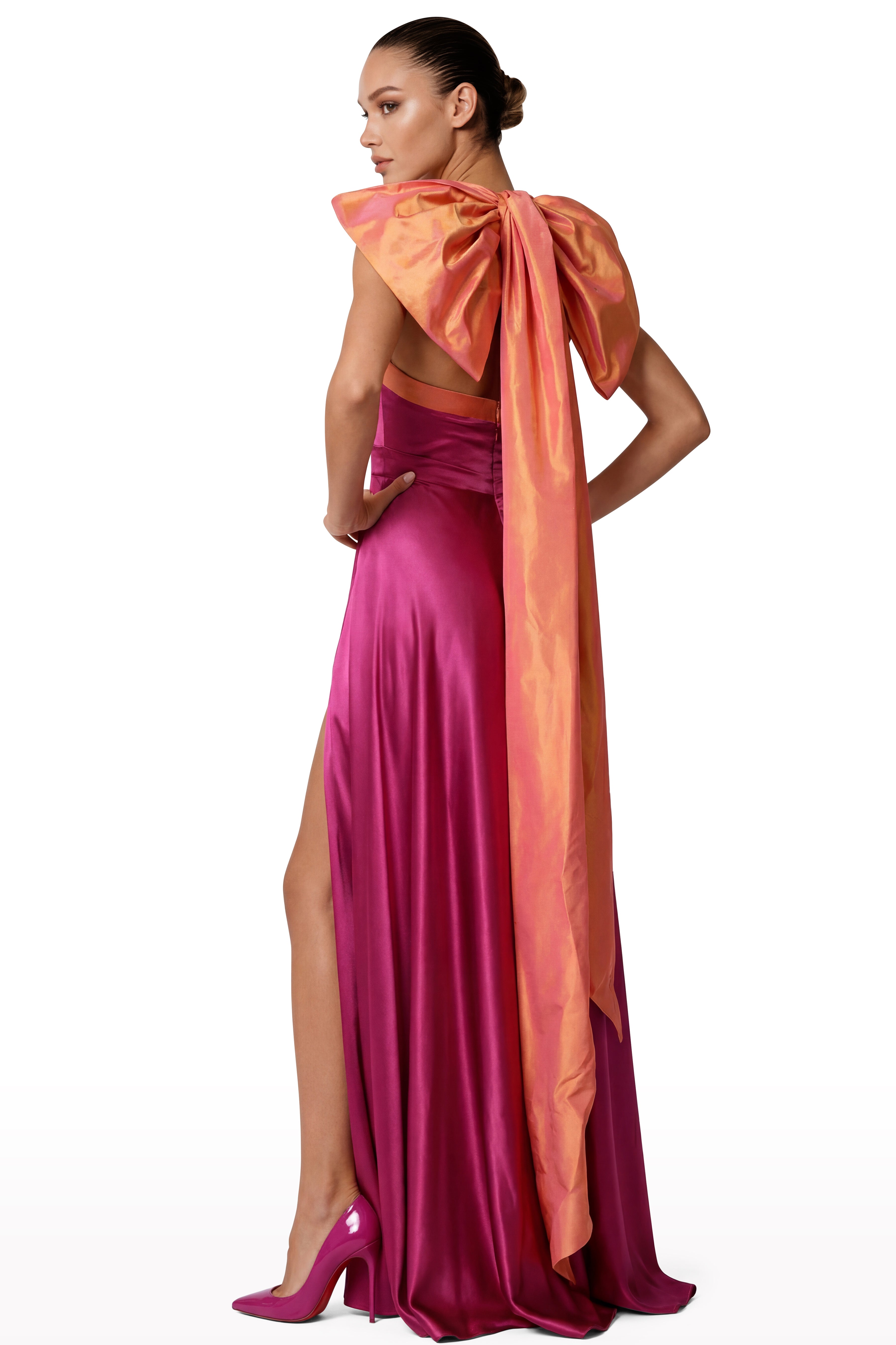 Bow Satin Halter Dress