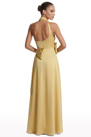 Halter Neck Satin Bow Dress