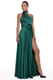 Halter Neck Satin Bow Dress