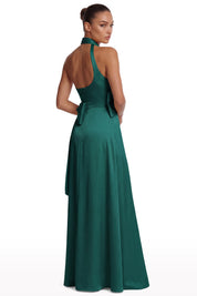 Halter Neck Satin Bow Dress