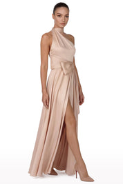 Halter Neck Satin Bow Dress