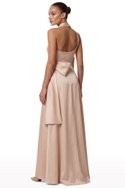Halter Neck Satin Bow Dress