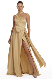 Halter Neck Satin Bow Dress