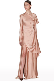 Draped Asymmetric Long Dress
