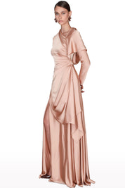 Draped Asymmetric Long Dress