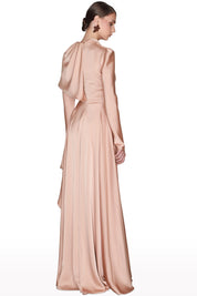 Draped Asymmetric Long Dress