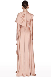 Draped Asymmetric Long Dress