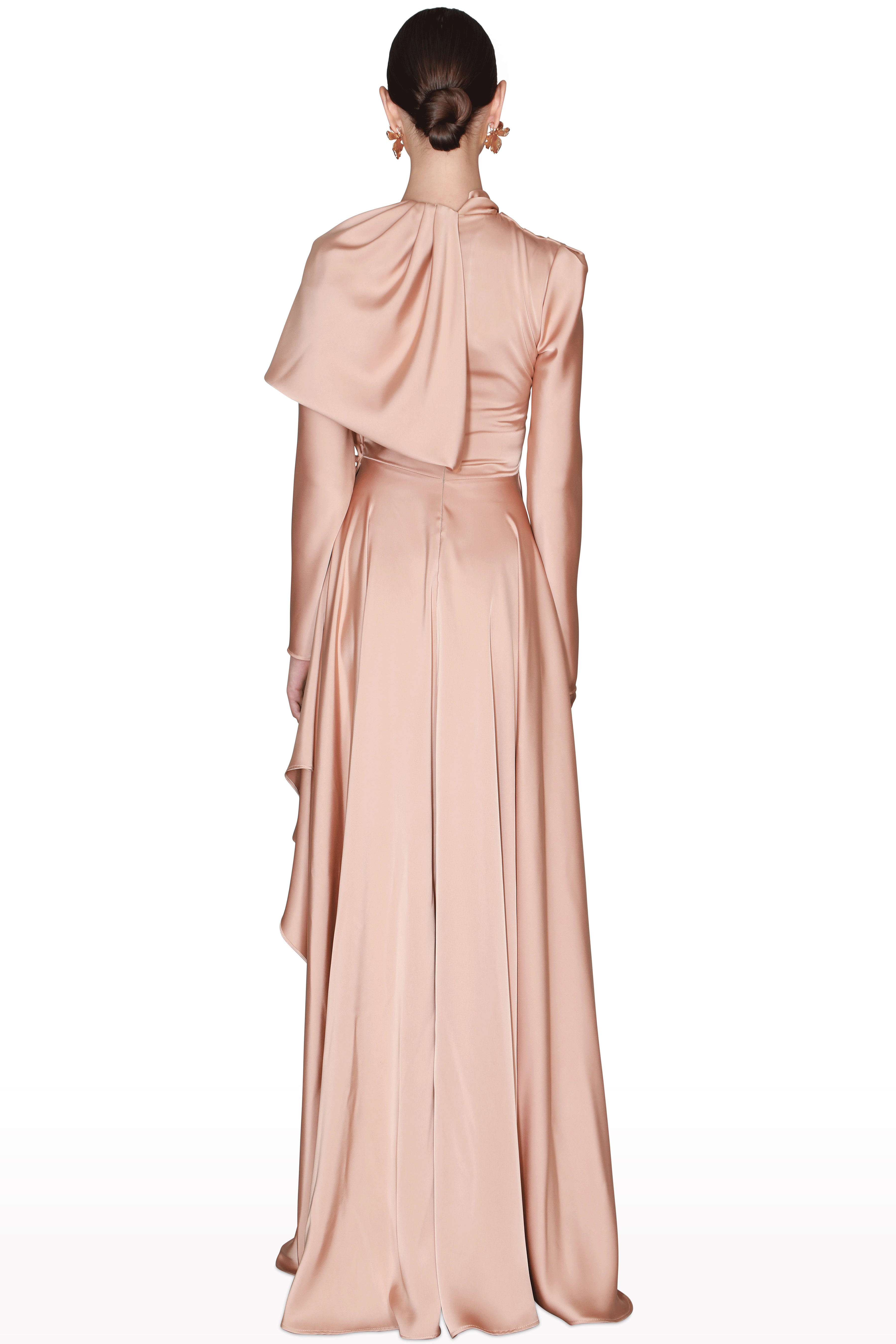 Draped Asymmetric Long Dress