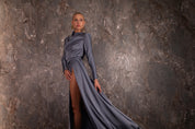 High-Neck Satin Gown