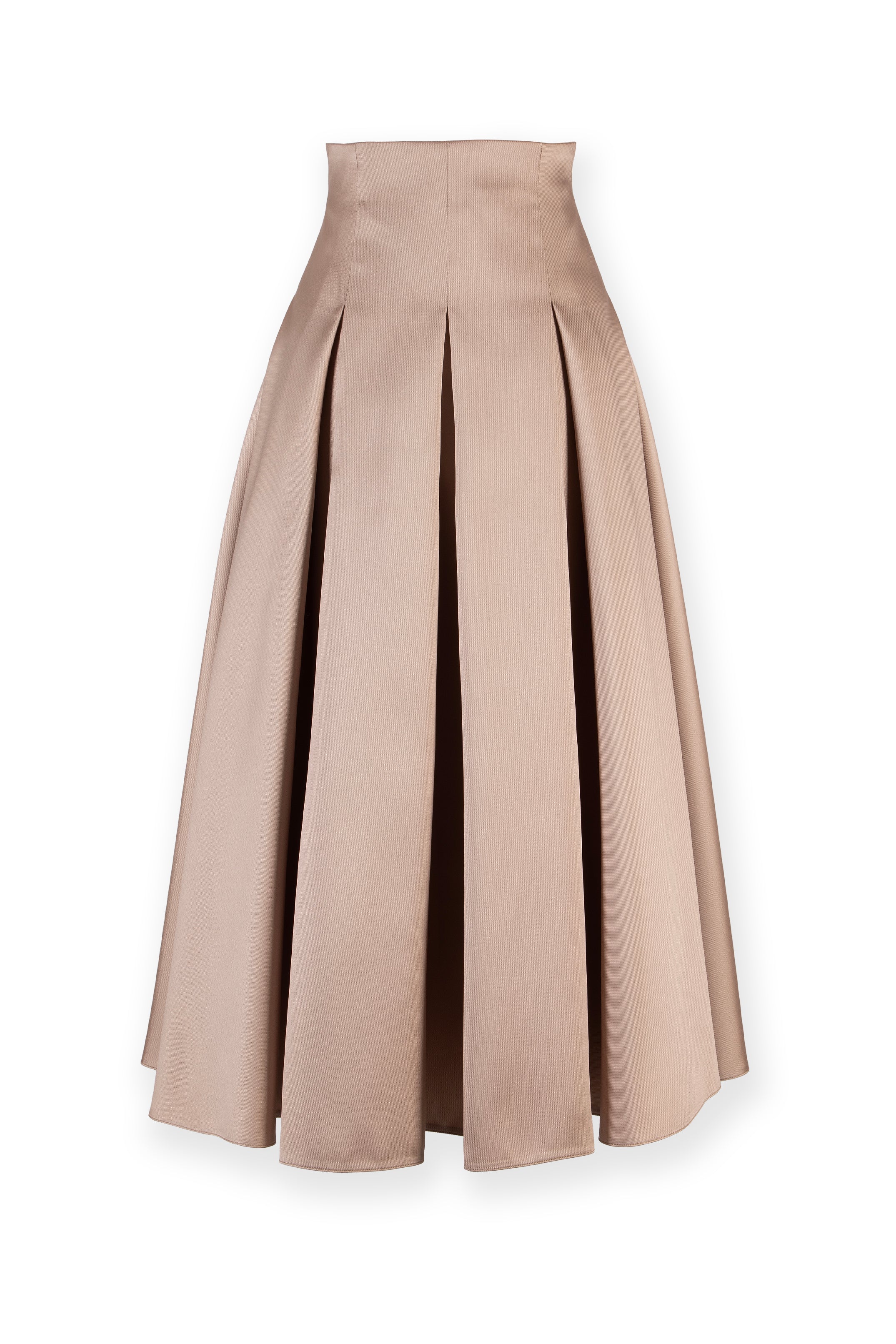 Satin pleated skirt with slit