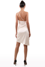 One-Shouldered Asymmetric Silk Dress