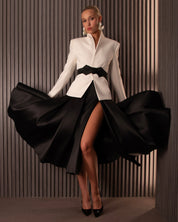 Sculpted Jacket & Satin Skirt Set
