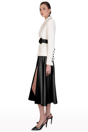 Sculpted Jacket & Satin Skirt Set