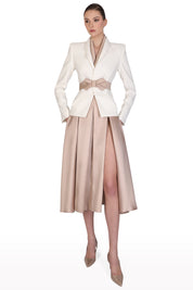 Sculpted Jacket & Satin Skirt Set