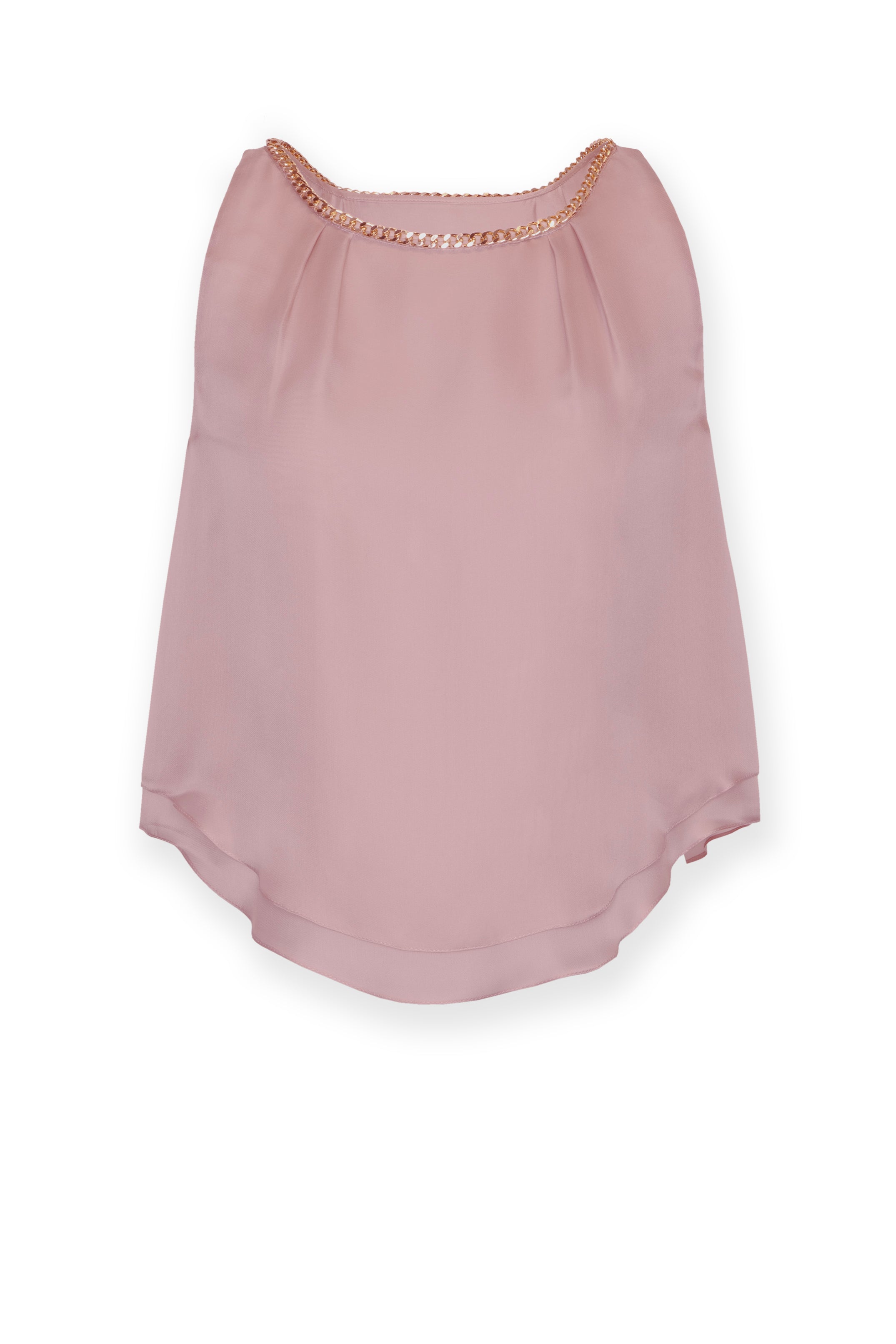 Chain-embellished silk organza top