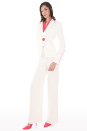 Off-White Contrast Belt Suit