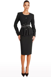 Peplum Midi Skirt Suit