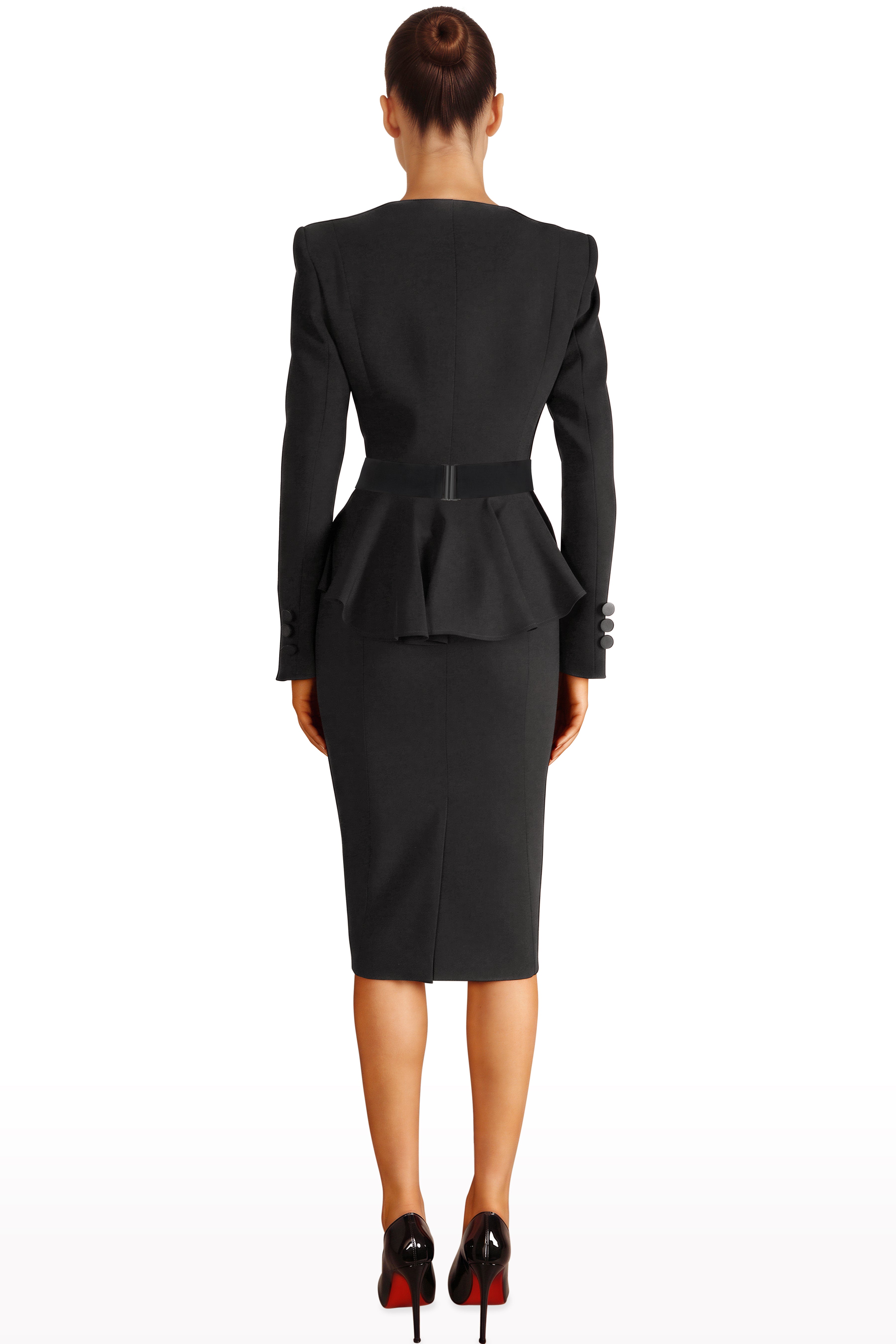 Peplum Midi Skirt Suit