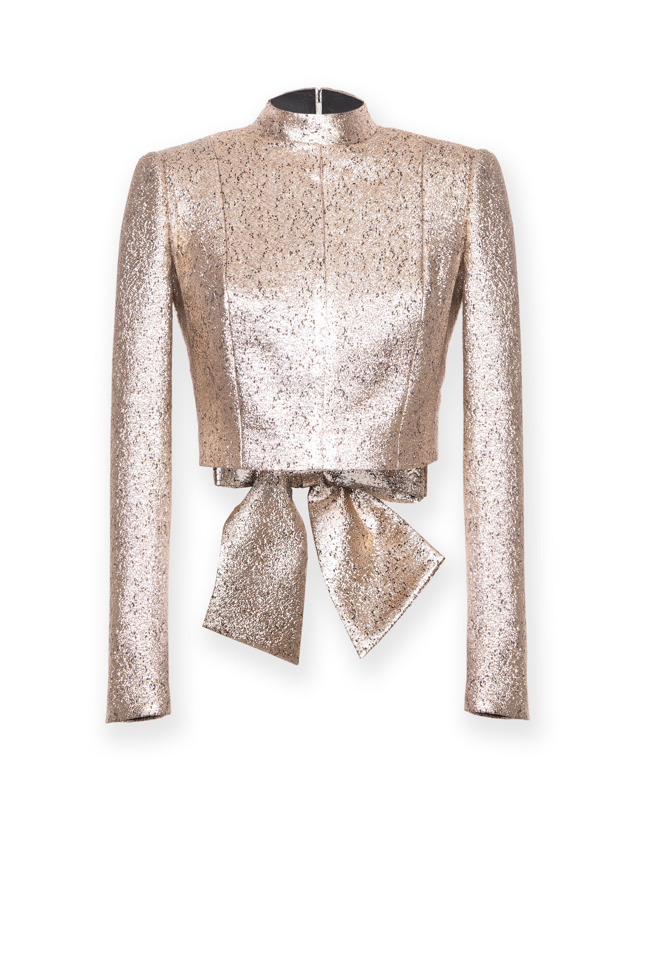 Two-tone brocade satin top