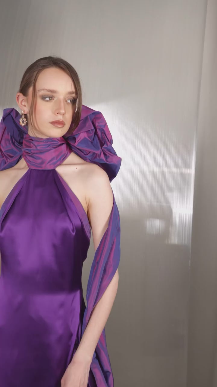 Bow Satin Halter Dress