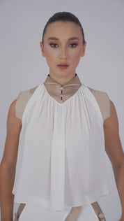 Draped Top with Gold Collar