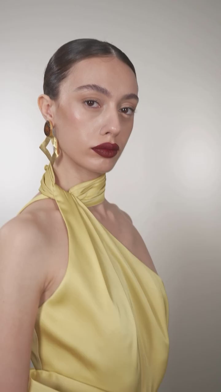 Halter Neck Satin Bow Dress
