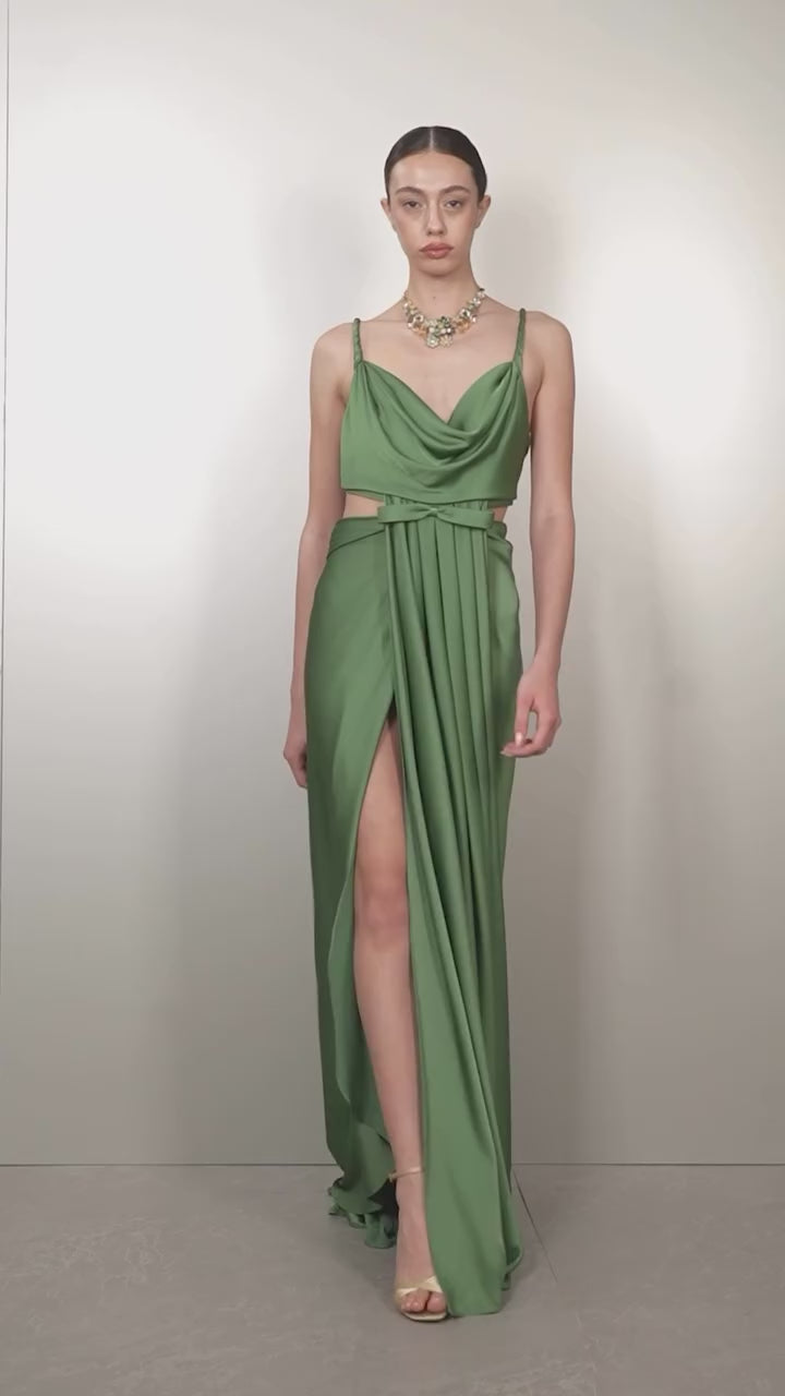 Draped Cut-Out Bow Dress