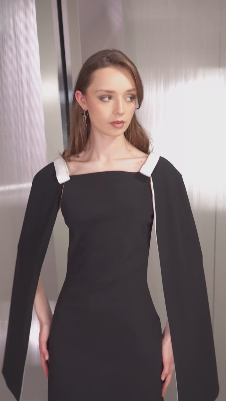 Two-Tone Cape Mini Dress