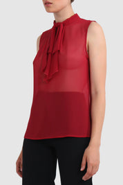 Pussy-Bow Sleeveless Top