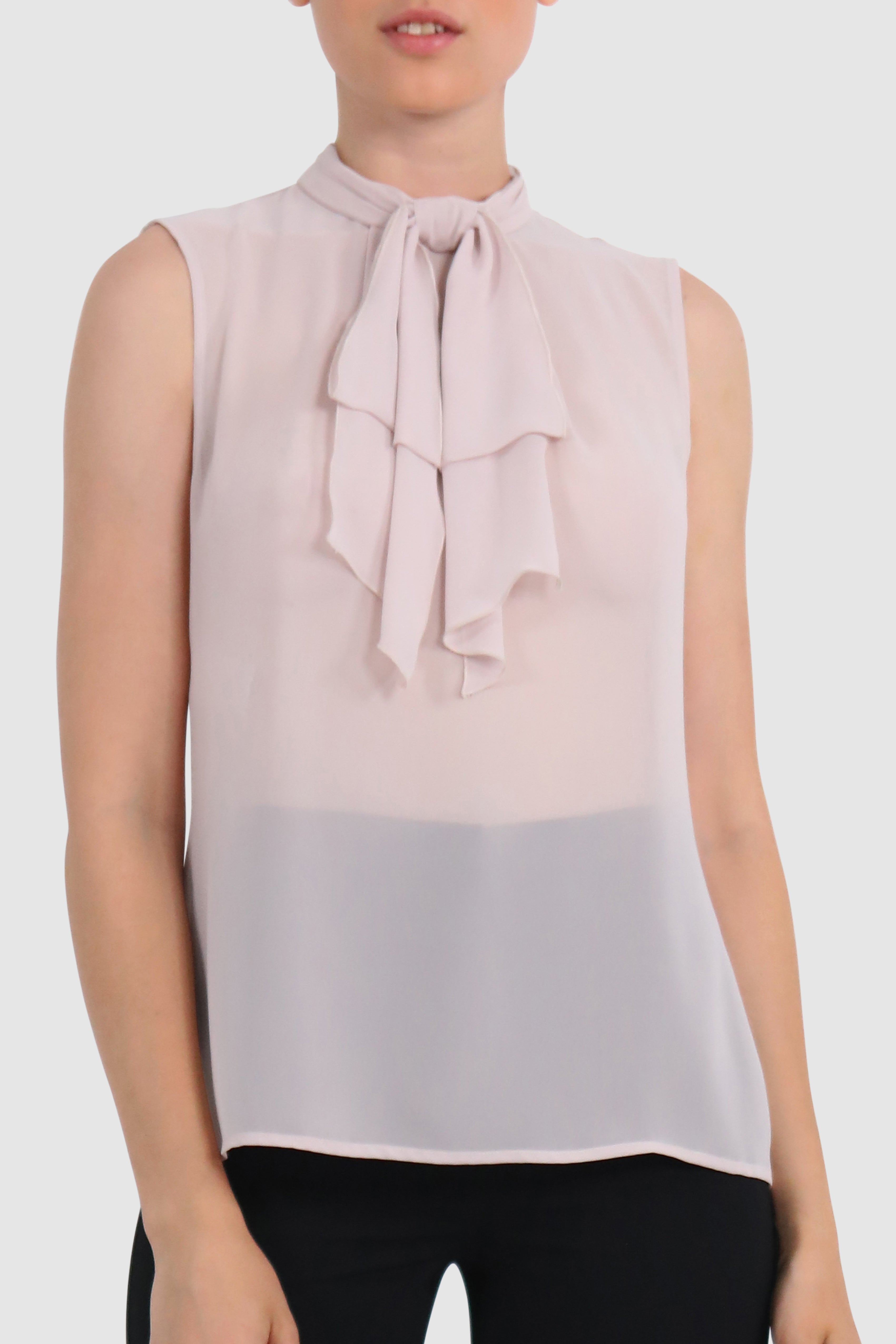 Pussy-Bow Sleeveless Top