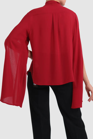 Cape-effect chiffon blouse