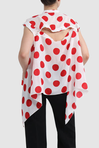 Polka-dot detachable back silk top