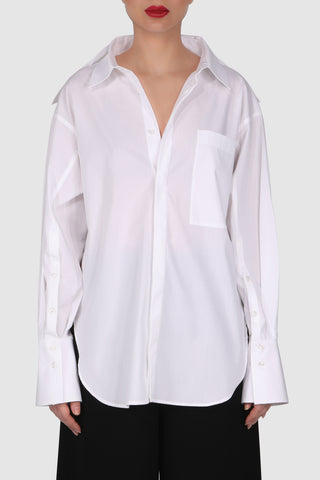Double collar oversized cotton shirt