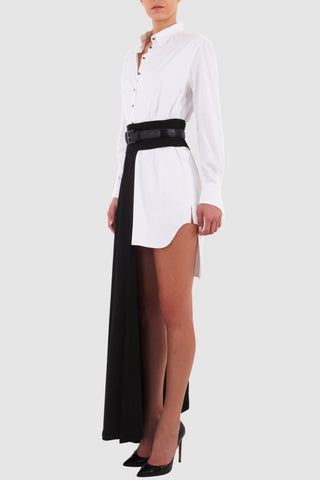 Half maxi polyester skirt