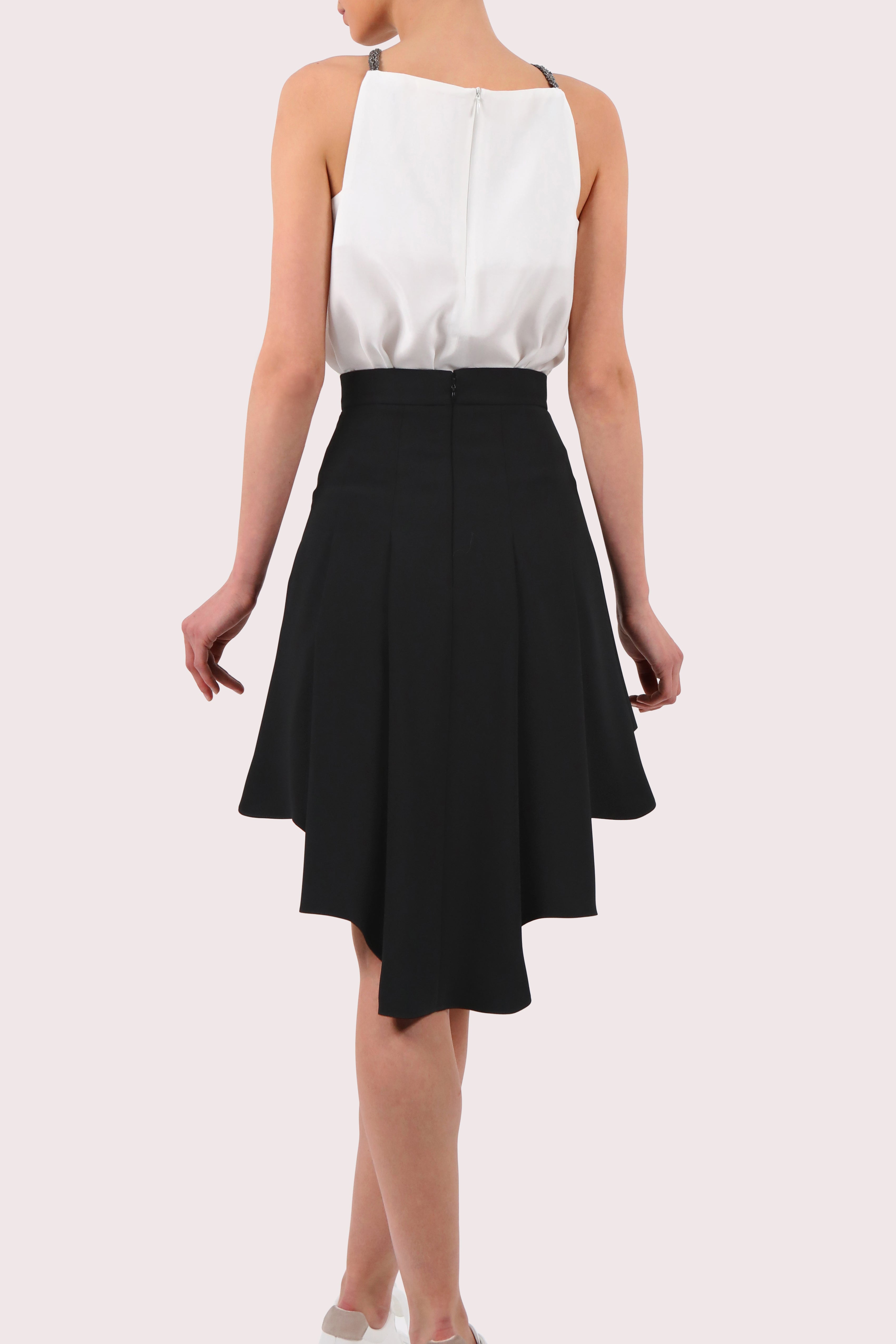 Asymmetric Pleated Crepe Skirt