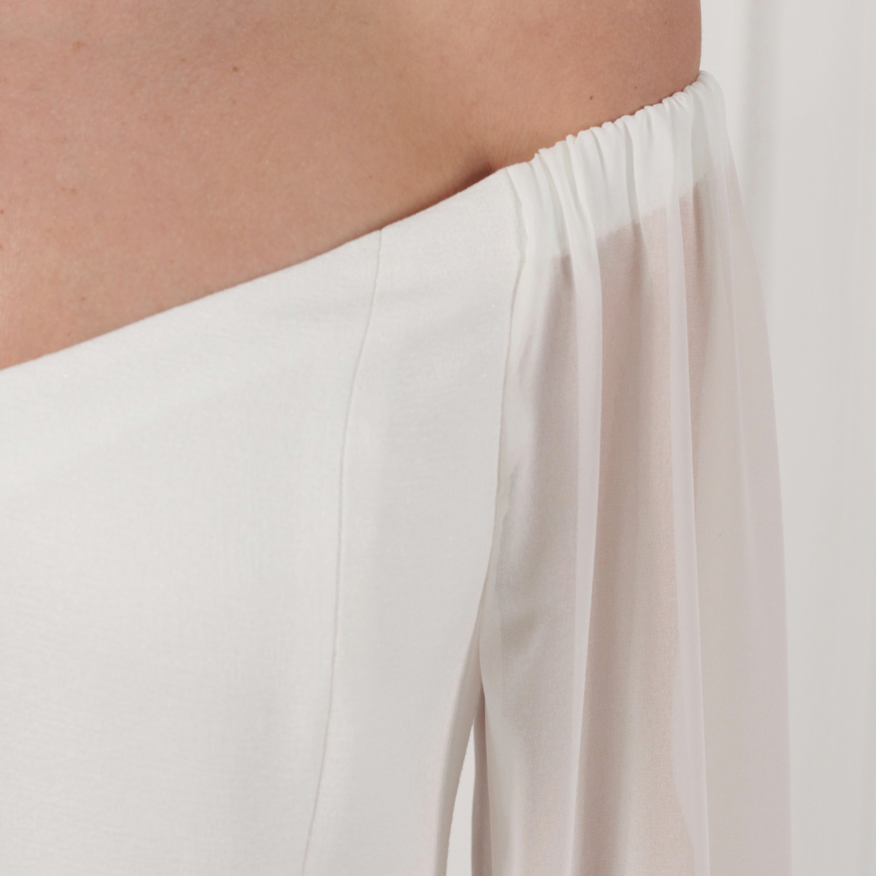 Off-Shoulder Plunged Crepe Dress