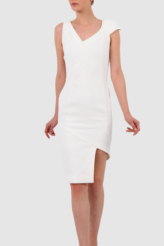 Asymmetric crinkled cotton-rayon blend dress