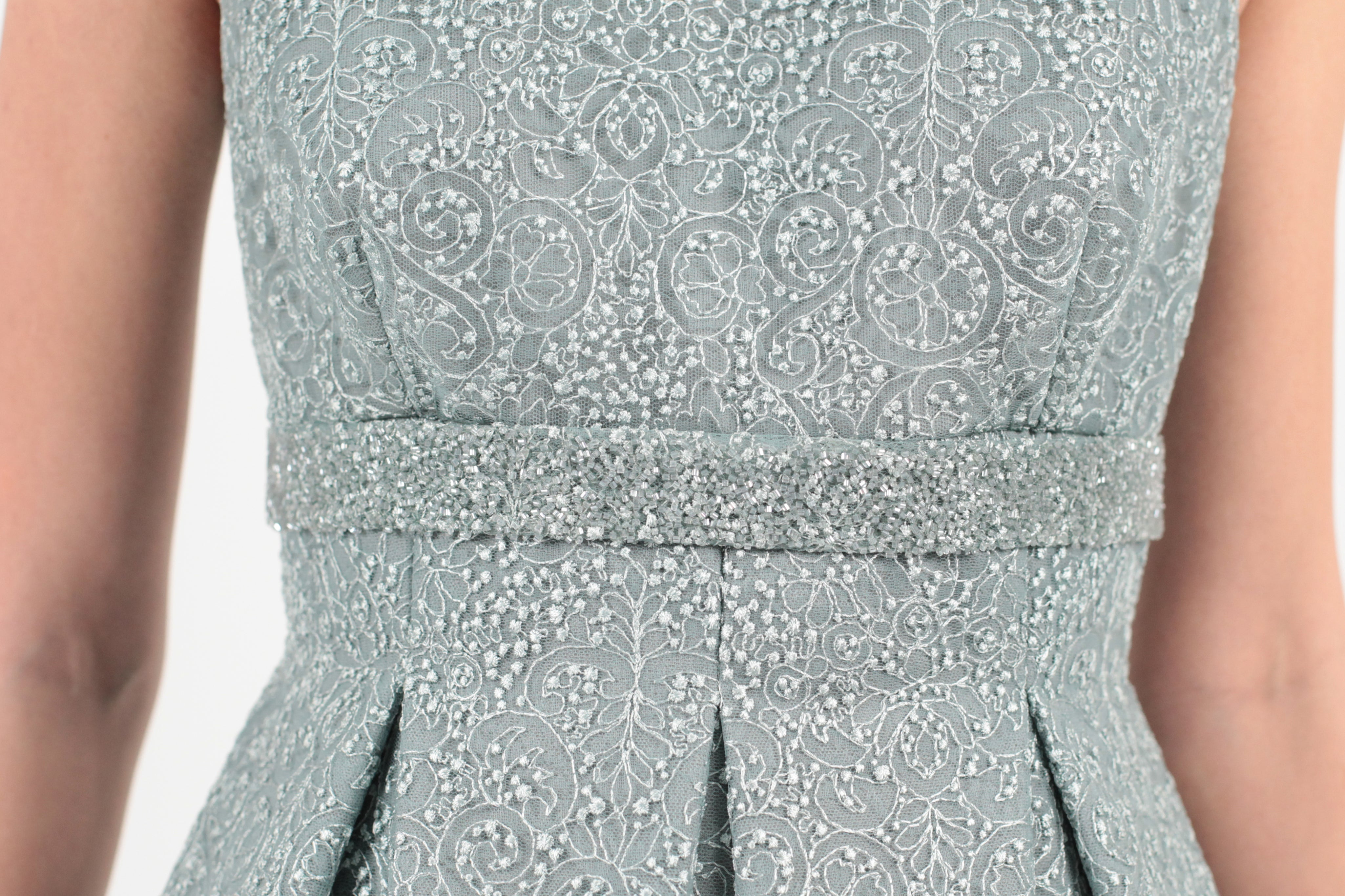 Pleated Tulle-Embroidered Midi Dress