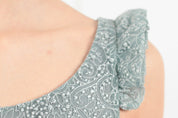 Pleated Tulle-Embroidered Midi Dress