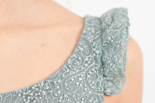 Pleated tulle-embroidered midi dress