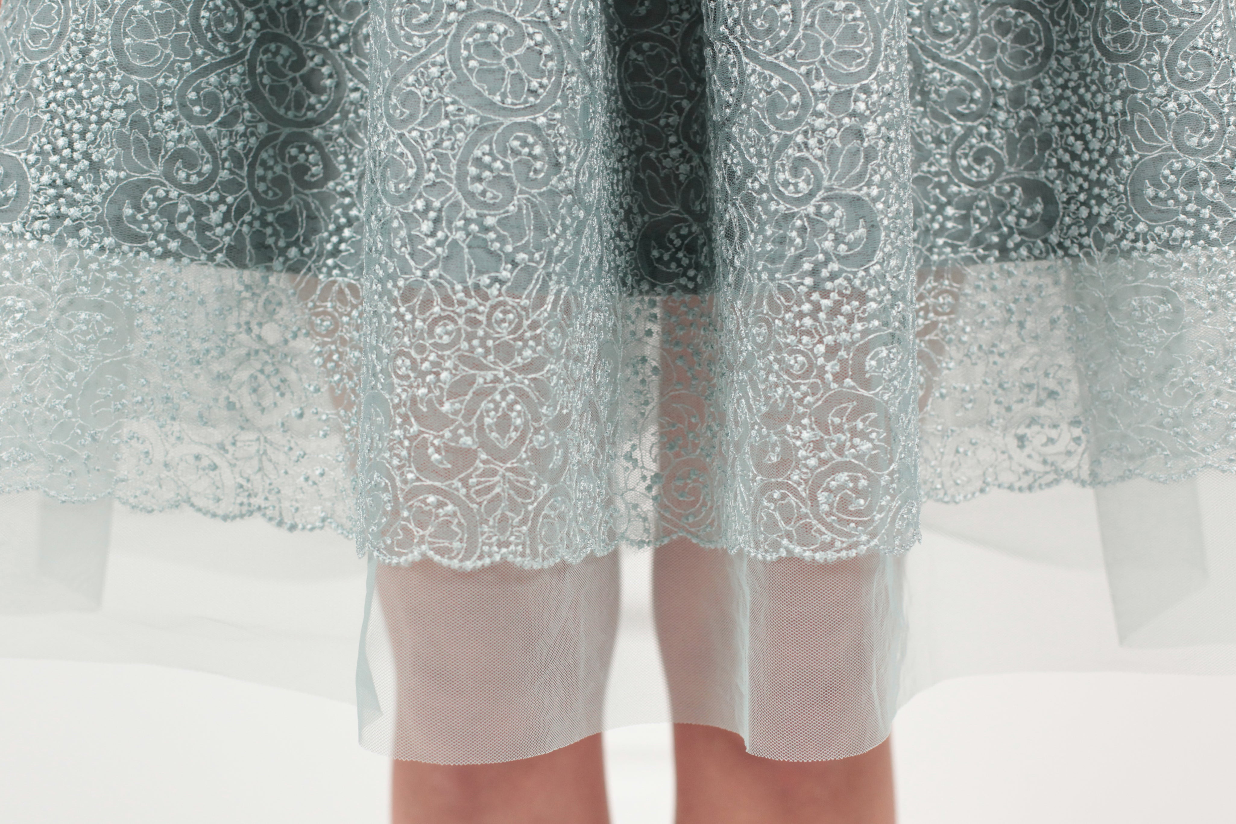 Pleated Tulle-Embroidered Midi Dress
