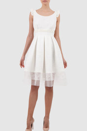 Pleated Tulle-Embroidered Midi Dress